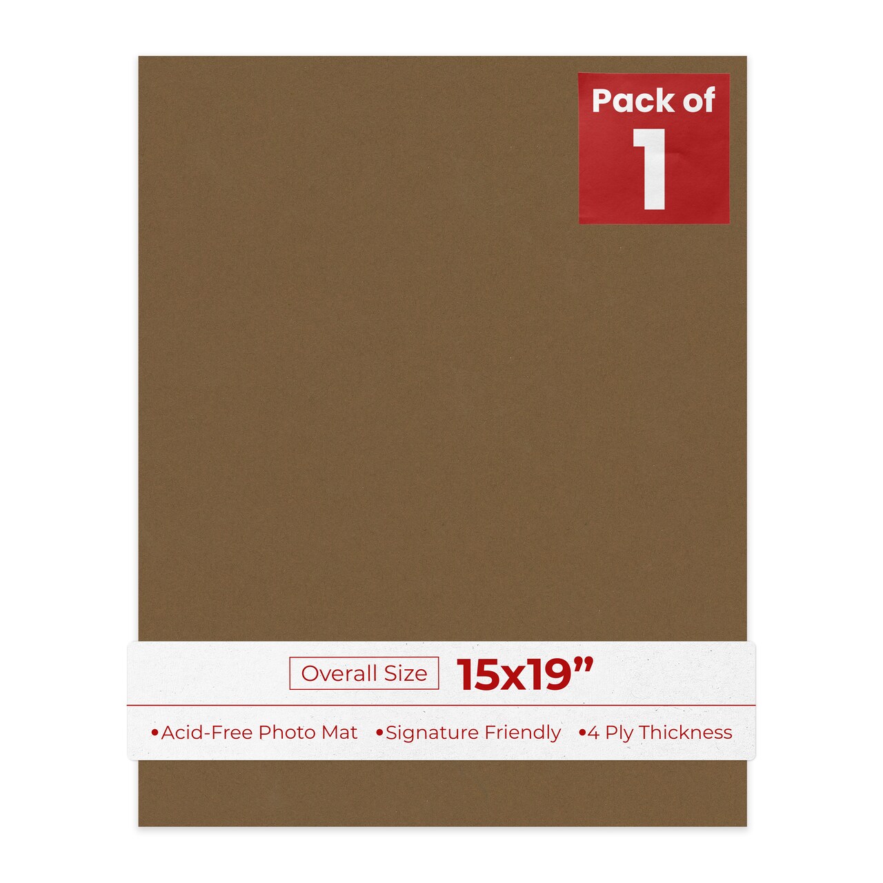 Aged Oak Brown 15x19 Uncut Mat Board - Blank Sheets, No Opening